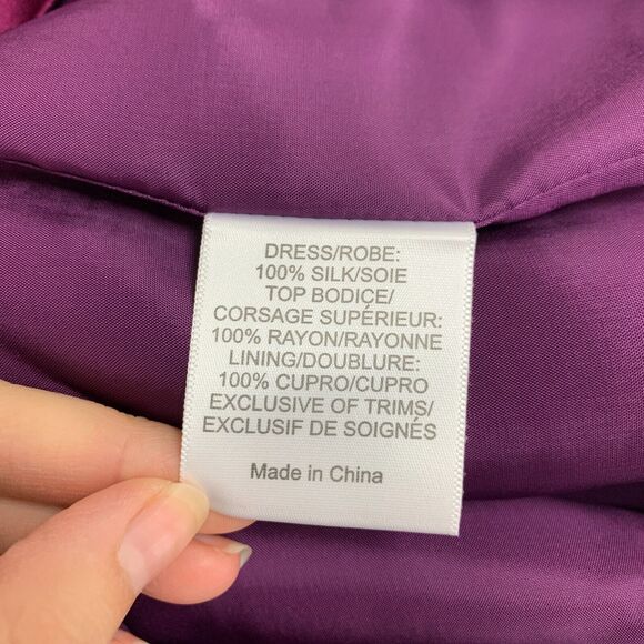 Tory Burch Sheath Dress Womens 10 Purple Corset Silk Zip Up Lined Sheer Contrast - Picture 11 of 16